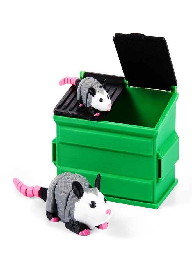 Soulchen 3D Printed Animals Articulating Opossum Dumpster Pencil Holder Funny Trashcan Desk Accessories Organizer Novelty Fidget Decorations Gifts Birthday Party Favors Home Office Decor - Image 1